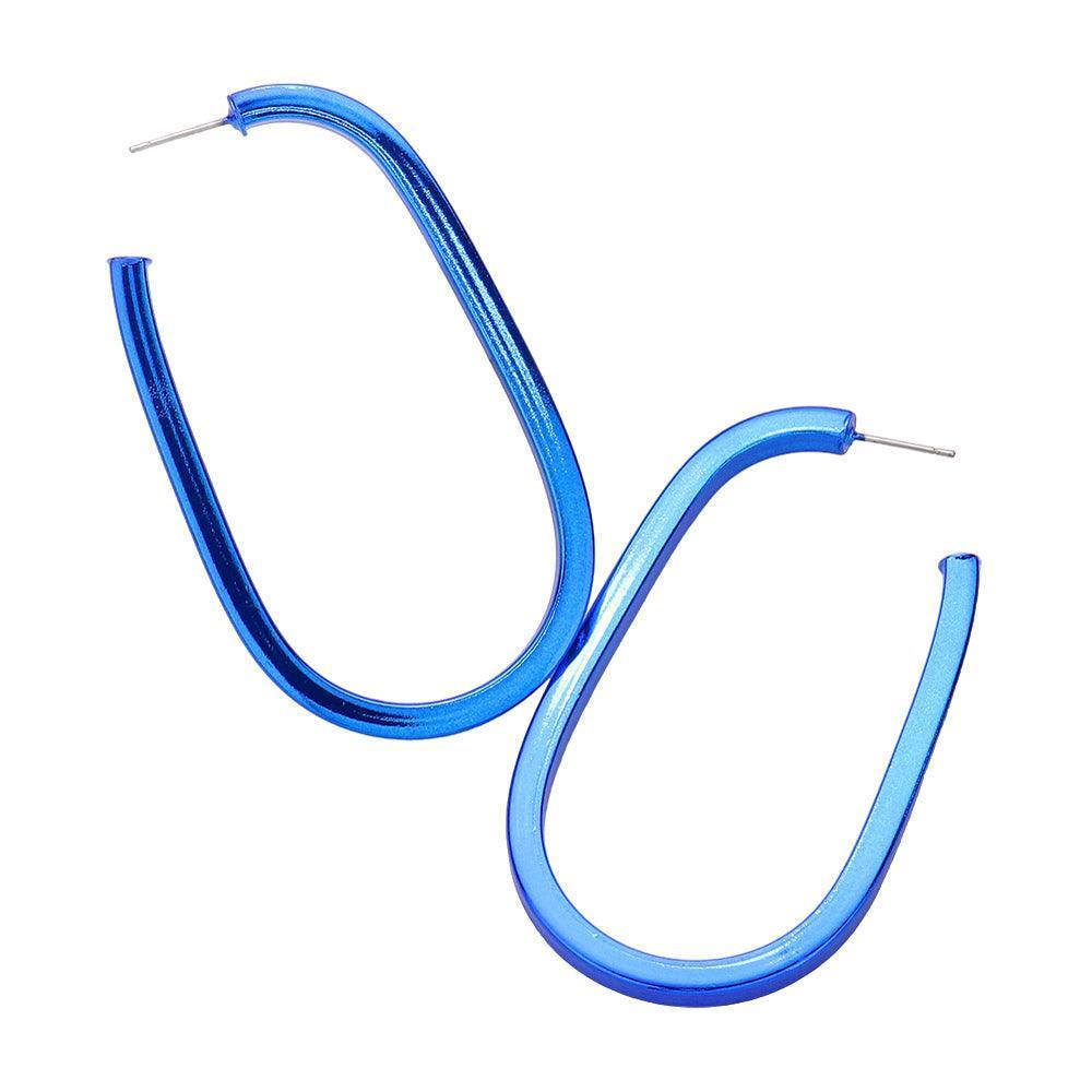 Blue Colored Metal Hoop Earrings - Jewelry Store by Erik Rayo