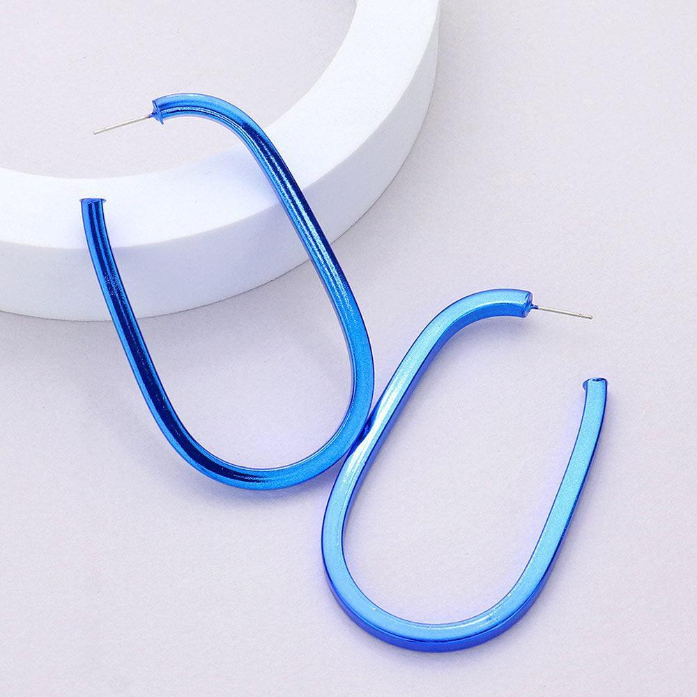 Blue Colored Metal Hoop Earrings - Jewelry Store by Erik Rayo