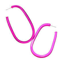 Load image into Gallery viewer, Pink Colored Metal Hoop Earrings
