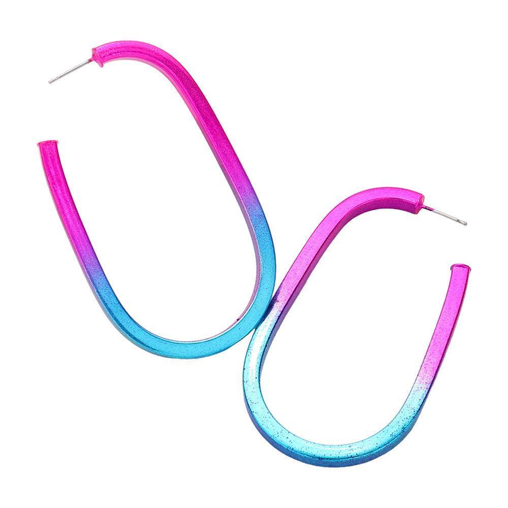 Blue Colored Metal Hoop Earrings - Jewelry Store by Erik Rayo