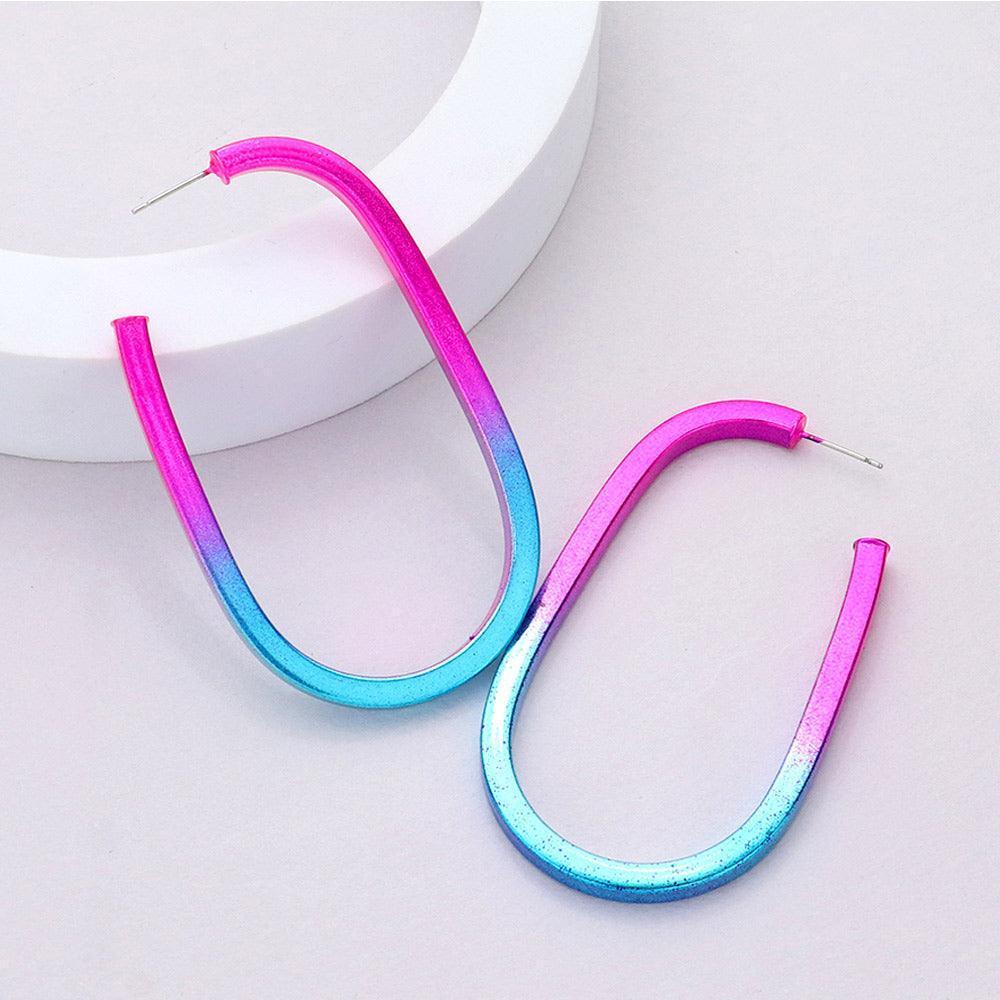 Blue Colored Metal Hoop Earrings - Jewelry Store by Erik Rayo