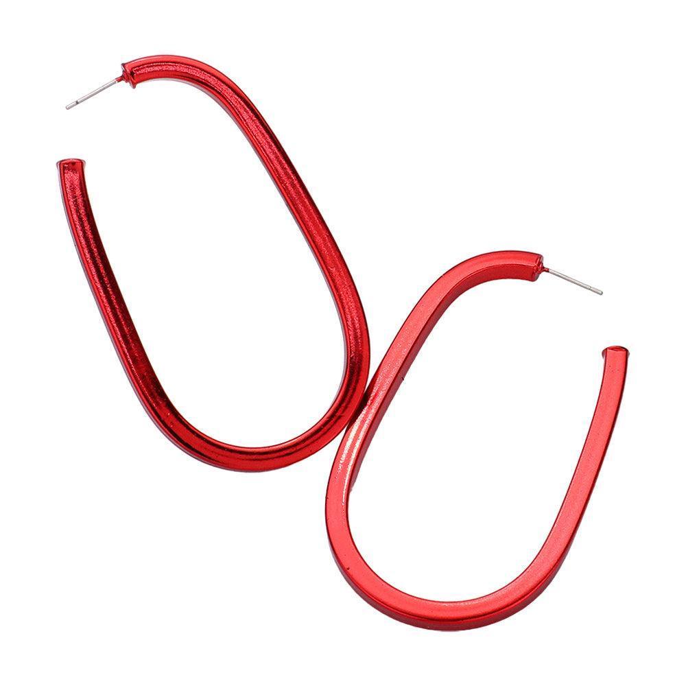 Red Colored Metal Hoop Earrings - Jewelry Store by Erik Rayo