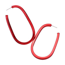 Load image into Gallery viewer, Red Colored Metal Hoop Earrings
