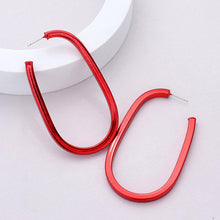 Load image into Gallery viewer, Red Colored Metal Hoop Earrings
