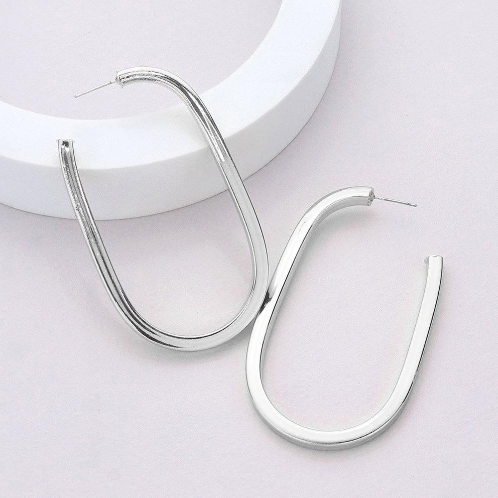 Silver Metal Hoop Earrings