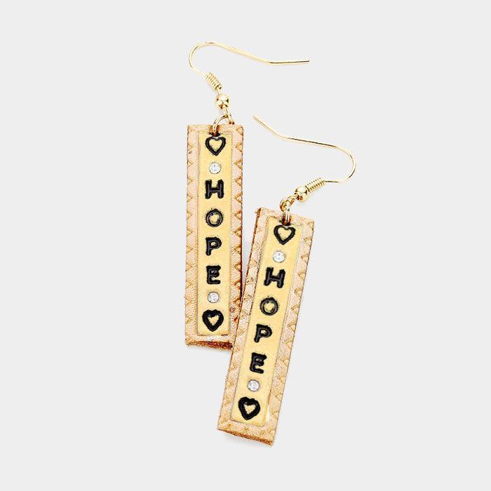 Brown "Hope" Genuine Leather Bar Dangle Earrings - Jewelry Store by Erik Rayo