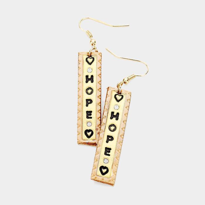 "Hope" Genuine Leather Bar Dangle Earrings - Jewelry Store by Erik Rayo