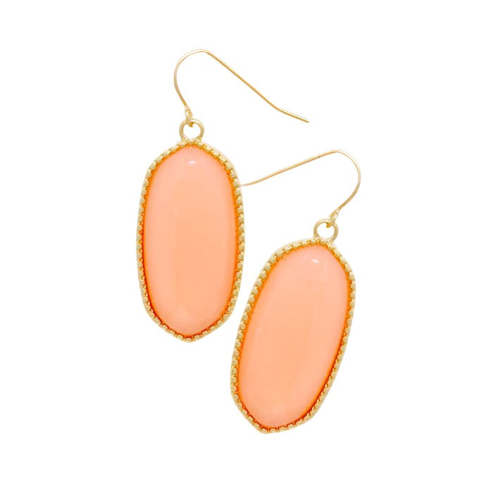 Peach Cabochon Drop Earrings