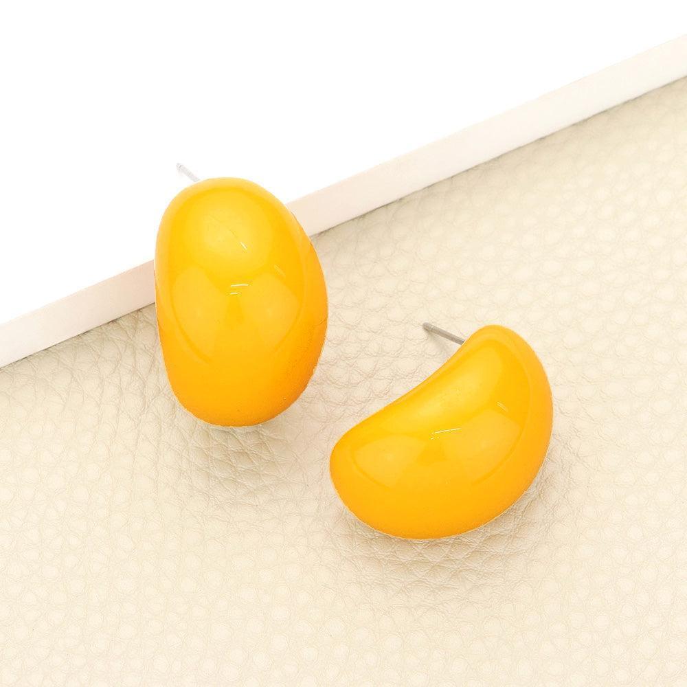 Mustard Resin Half Hoop Earrings - Jewelry Store by Erik Rayo