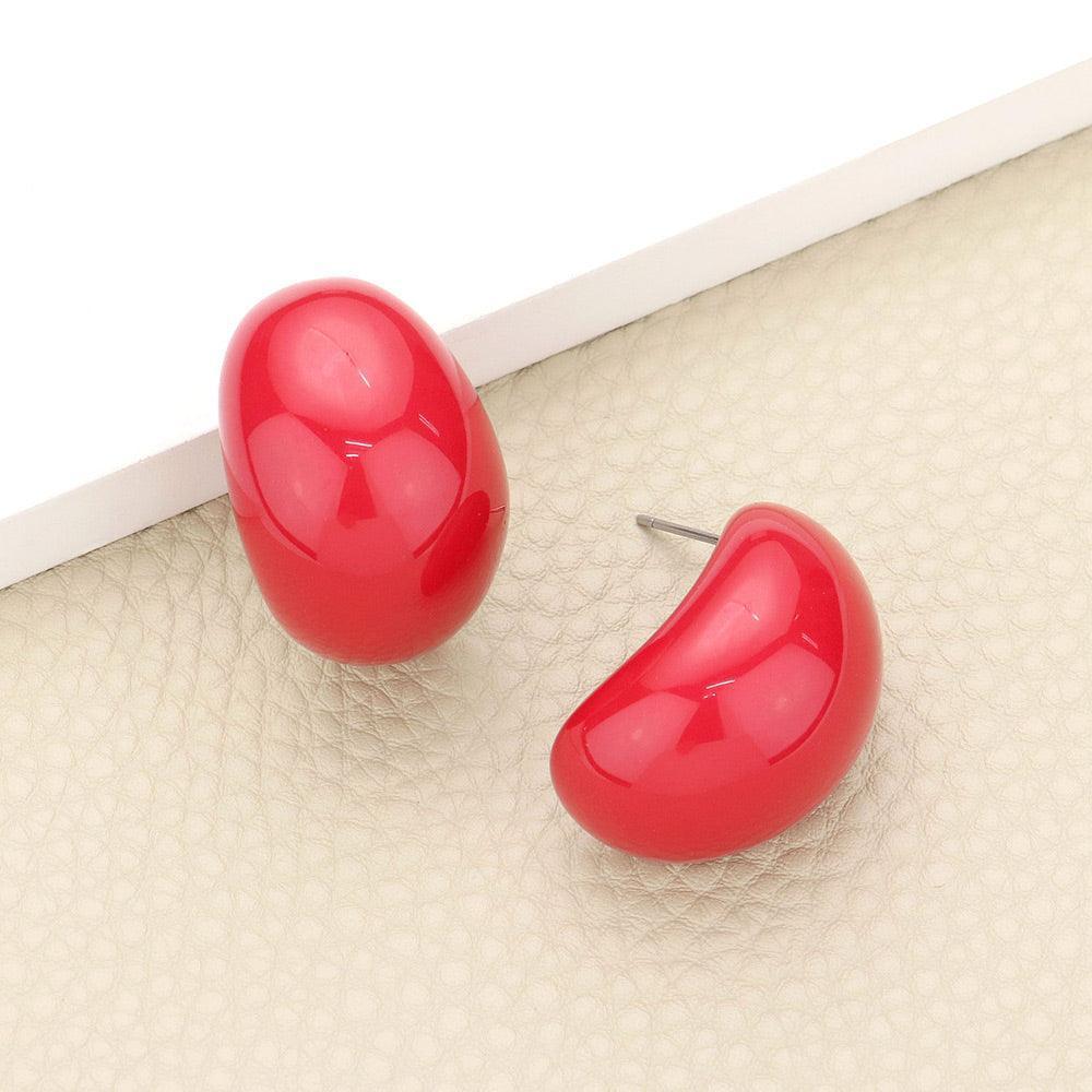 Red Resin Half Hoop Earrings - Jewelry Store by Erik Rayo