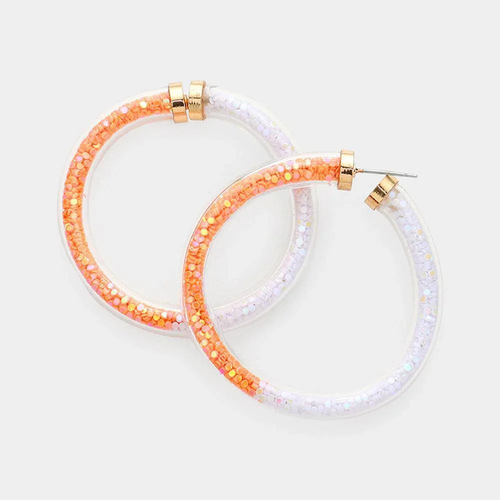 Orange Game Day Confetti Cluster Jelly Tube Hoop Earrings - Jewelry Store by Erik Rayo