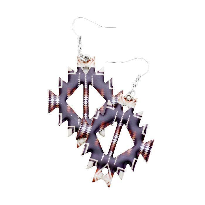 Silver Enamel Aztec Pattern Earrings - Jewelry Store by Erik Rayo