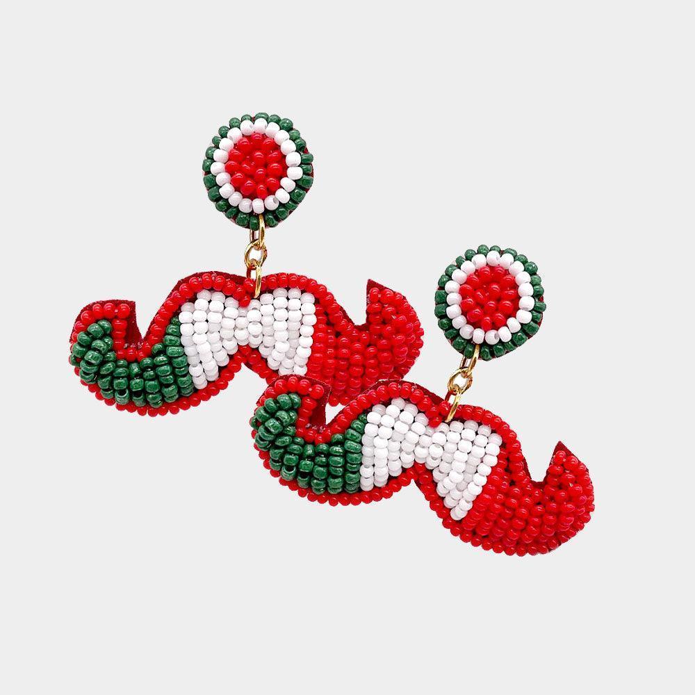 Felt Back Seed Beaded Mustache Dangle Earrings - Jewelry Store by Erik Rayo