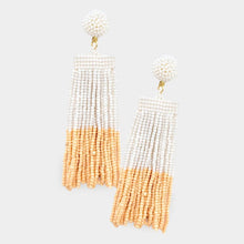 Load image into Gallery viewer, White Seed Beaded Tassel Dangle Earrings
