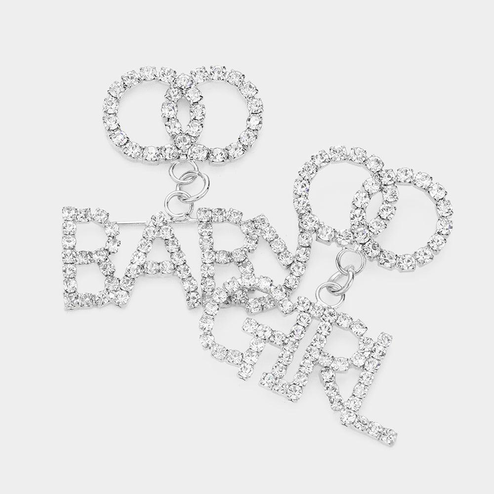 BABY GIRL Rhinestone Embellished Message Dangle Earrings - Jewelry Store by Erik Rayo