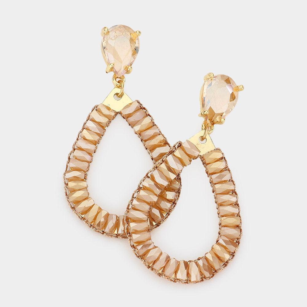 Rectangle Stone Cluster Open Teardrop Dangle Earrings - Jewelry Store by Erik Rayo