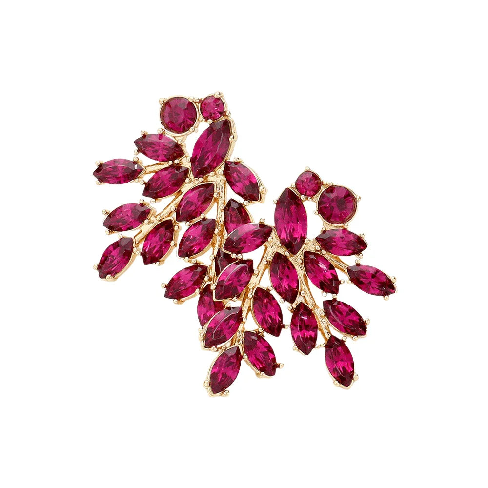 Fuchsia Marquise Round Stone Cluster Earrings - Jewelry Store by Erik Rayo