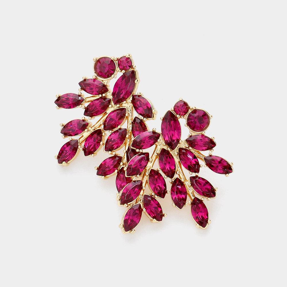 Fuchsia Marquise Round Stone Cluster Earrings - Jewelry Store by Erik Rayo