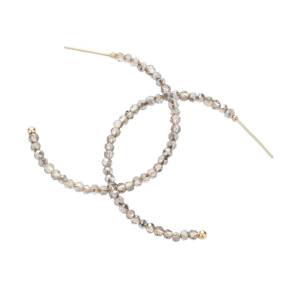 Black Faceted Beaded Hoop Earrings - Jewelry Store by Erik Rayo