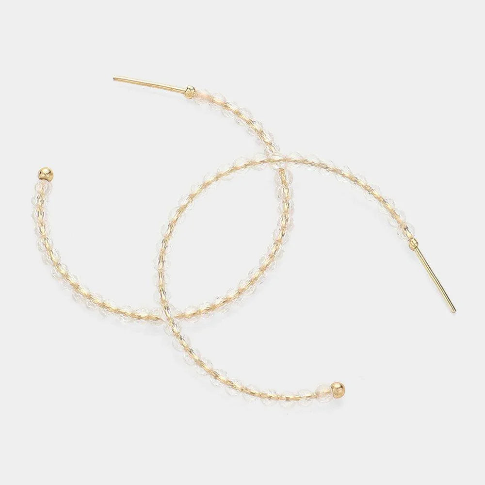 Gold Faceted Beaded Hoop Earrings - Jewelry Store by Erik Rayo