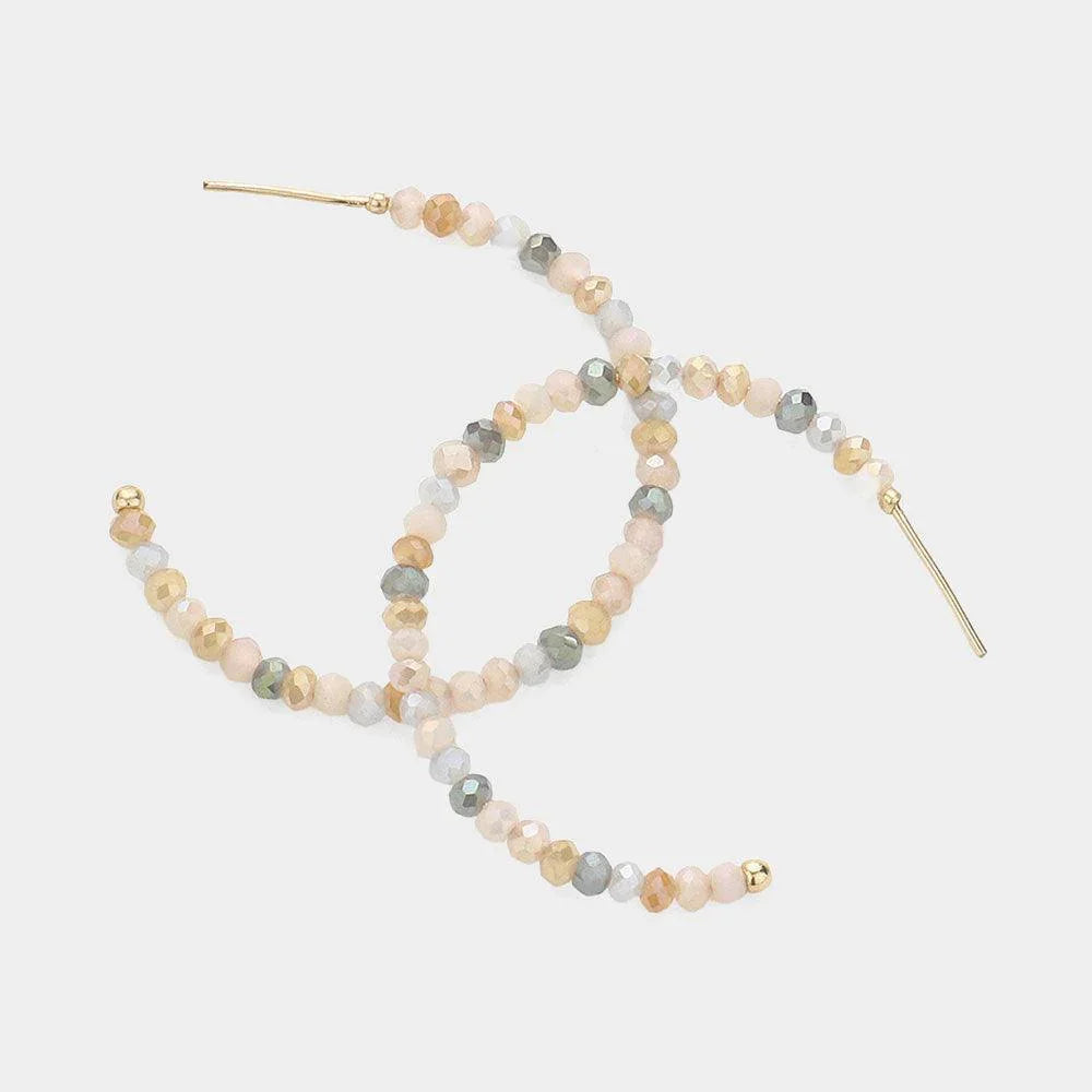 Gold Faceted Beaded Hoop Earrings - Jewelry Store by Erik Rayo