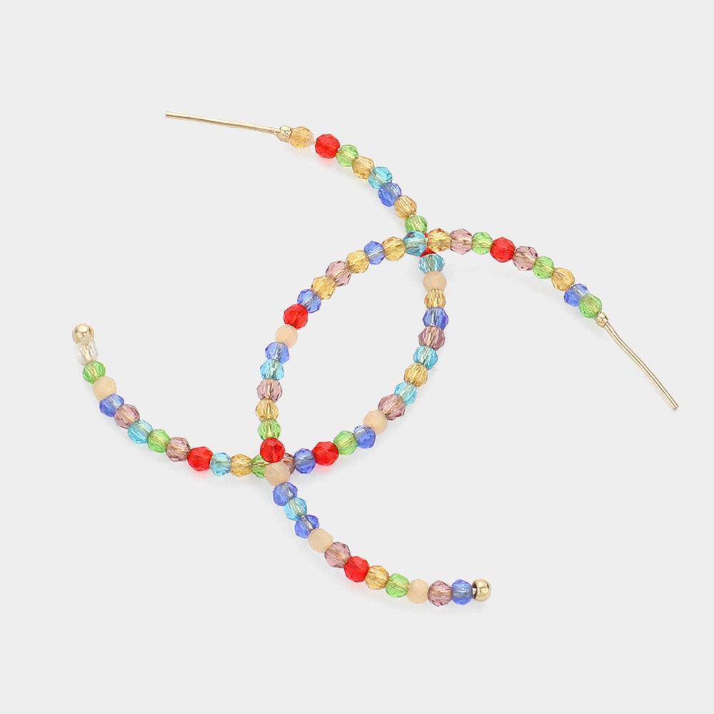 Gold Faceted Beaded Hoop Earrings - Jewelry Store by Erik Rayo