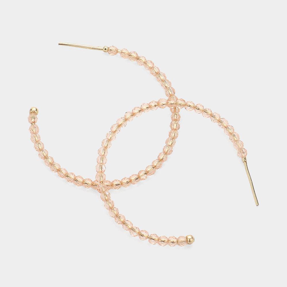 Pink Faceted Beaded Hoop Earrings - Jewelry Store by Erik Rayo