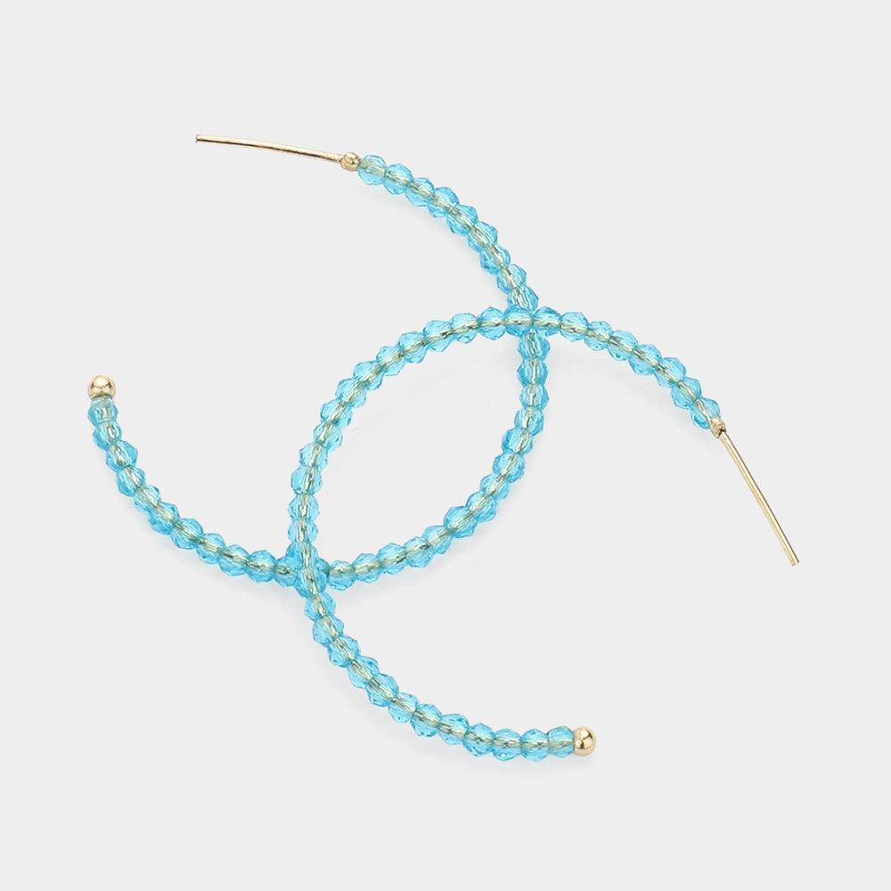 Turquoise Faceted Beaded Hoop Earrings - Jewelry Store by Erik Rayo