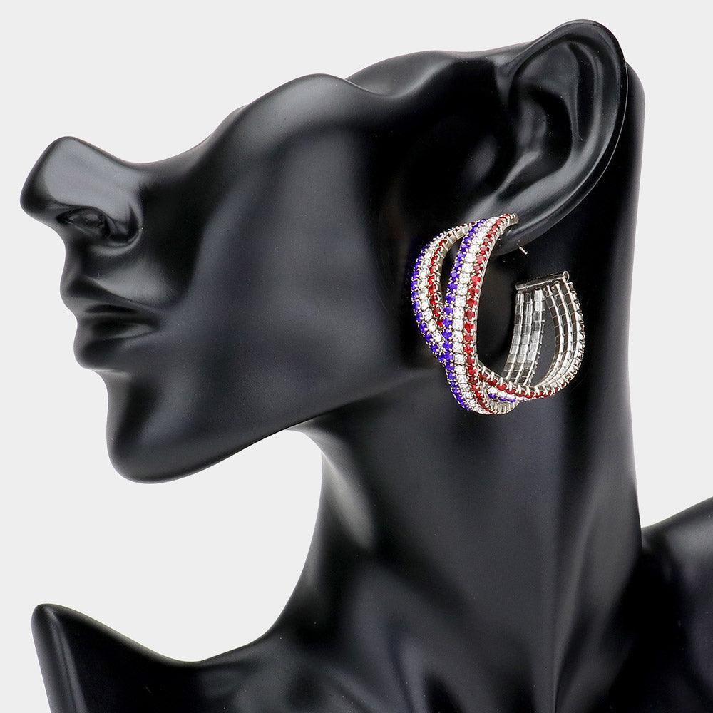 Rhinestone Crisscross Hoop Earrings - Jewelry Store by Erik Rayo