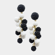 Load image into Gallery viewer, White Seed Beaded Ball Cluster Vine Dangle Earrings
