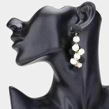 Load image into Gallery viewer, White Seed Beaded Ball Cluster Vine Dangle Earrings
