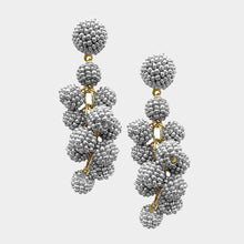 Load image into Gallery viewer, Silver Seed Beaded Ball Cluster Vine Dangle Earrings
