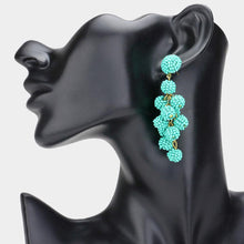 Load image into Gallery viewer, Turquoise Seed Beaded Ball Cluster Vine Dangle Earrings
