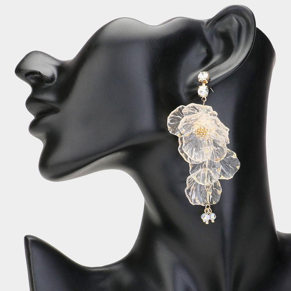 Clear Flower Petal Earrings - Jewelry Store by Erik Rayo