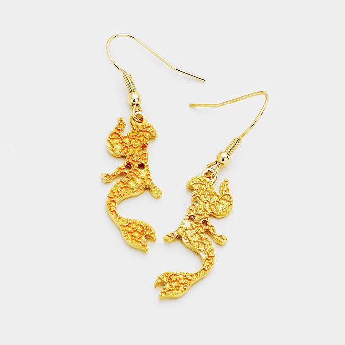 Gold Mermaid Colored Metal Earrings - Jewelry Store by Erik Rayo