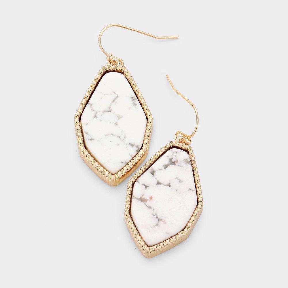Gold 
Semi Precious Stone Gold Trim Dangle Earrings - Jewelry Store by Erik Rayo