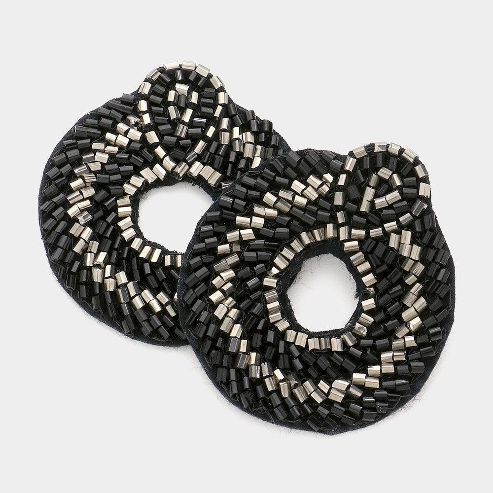 Black Chaquira Beaded Earrings - Jewelry Store by Erik Rayo