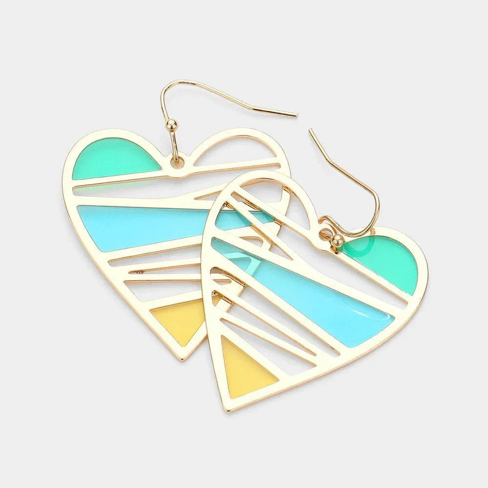 Blue Heart Glass Dangle Earrings - Jewelry Store by Erik Rayo