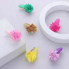 Load image into Gallery viewer, Pink Raffia Wrapped Flower Pointed Earrings
