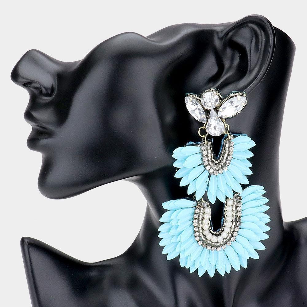 Turquoise Pearl Stone Embellished Boho Dangle Earrings - Jewelry Store by Erik Rayo