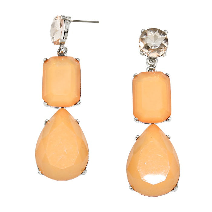 Crystal Accented Gemstone Drop Earrings