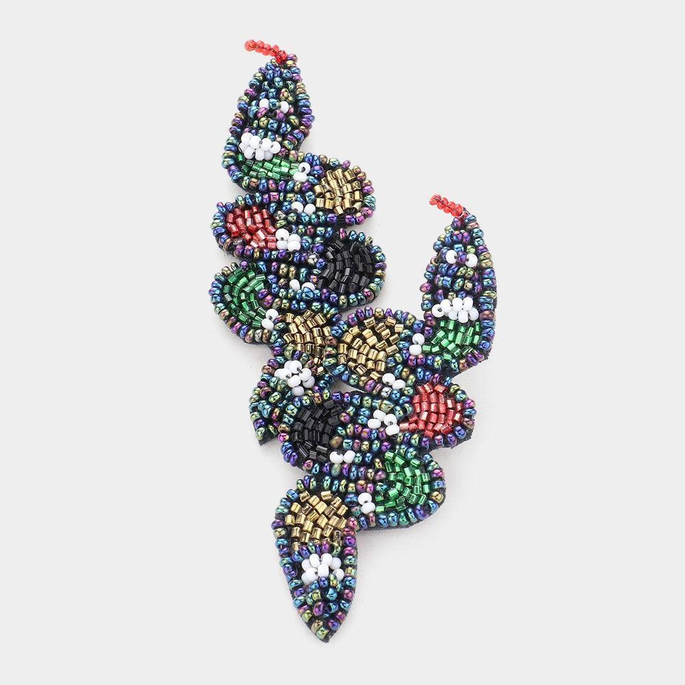 Velvet Back Multi Beaded Snake Earrings - Jewelry Store by Erik Rayo