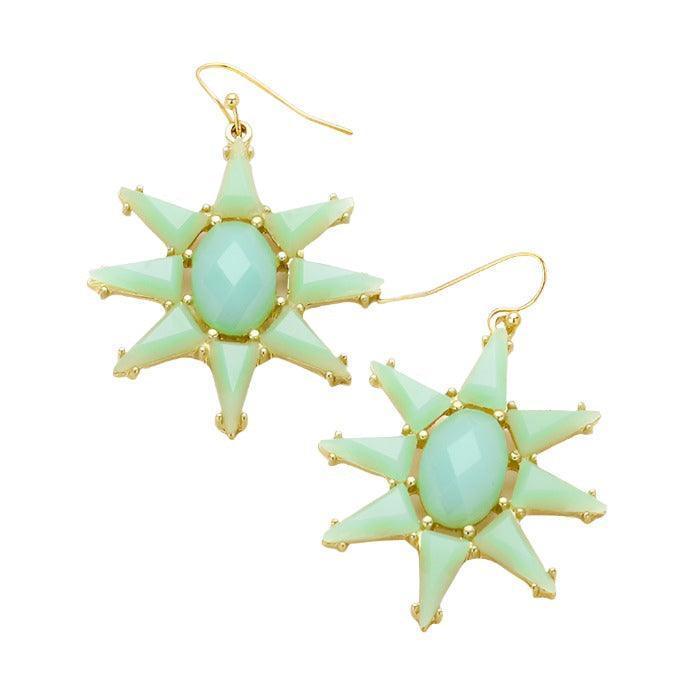 Aqua Resin Bead Sun Earrings - Jewelry Store by Erik Rayo