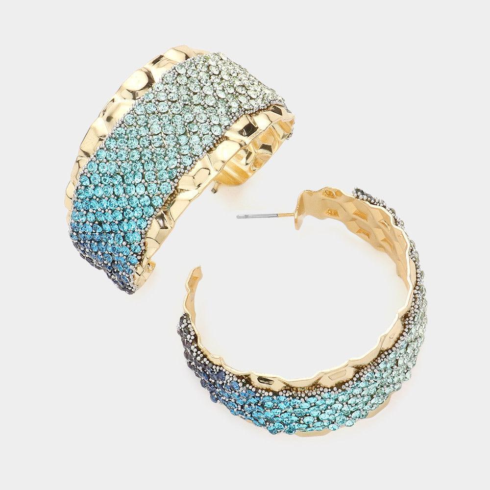 Gold Rhinestone Paved Hoop Earrings - Jewelry Store by Erik Rayo