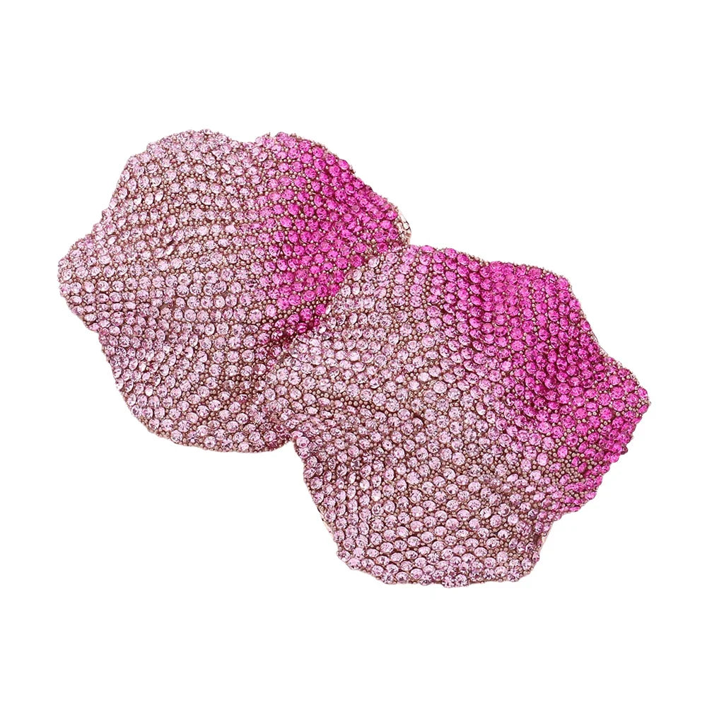 Red Bling Stone Studded Irregular Wavy Shape Earrings - Jewelry Store by Erik Rayo