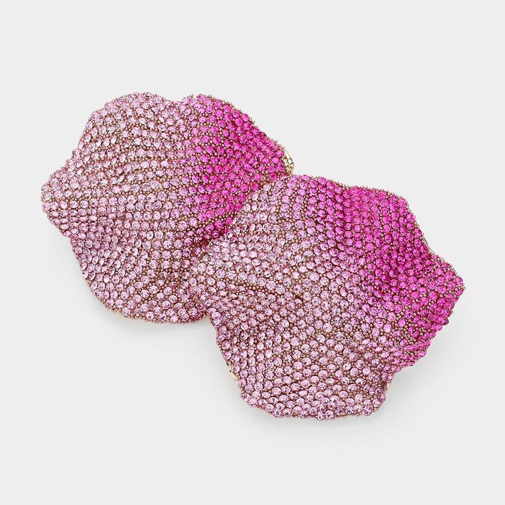 Red Bling Stone Studded Irregular Wavy Shape Earrings - Jewelry Store by Erik Rayo