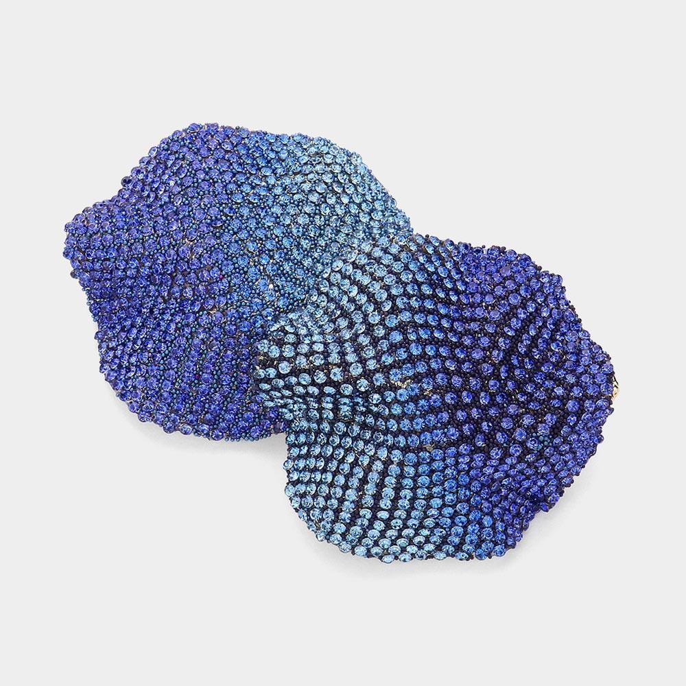 Blue Bling Stone Studded Irregular Wavy Shape Earrings - Jewelry Store by Erik Rayo