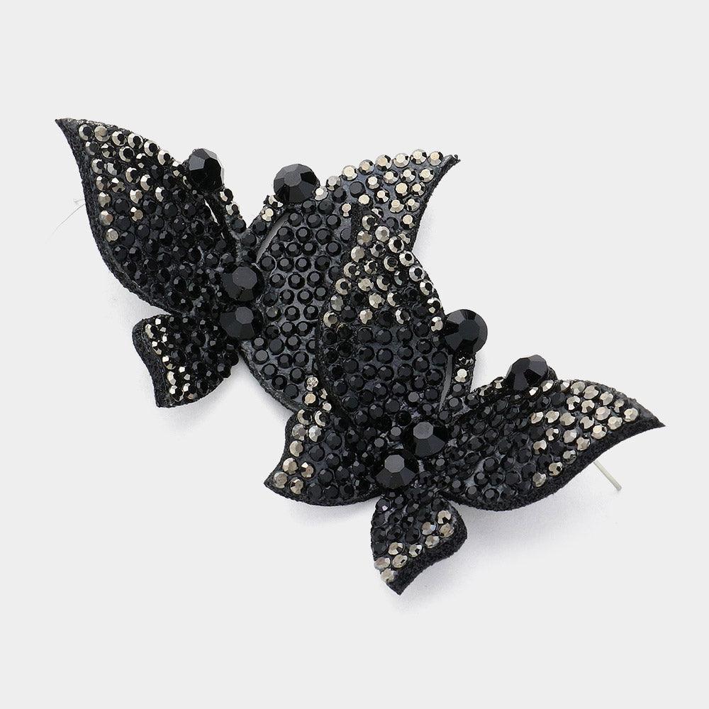 Black Felt Back Bling Studded Butterfly Earrings - Jewelry Store by Erik Rayo