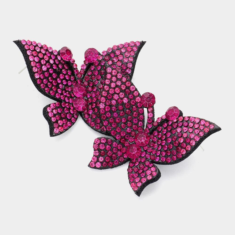 Red Felt Back Bling Studded Butterfly Earrings - Jewelry Store by Erik Rayo