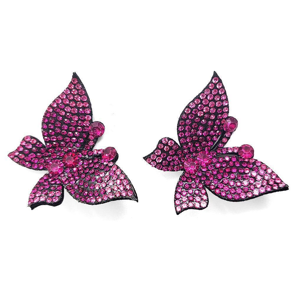 Red Felt Back Bling Studded Butterfly Earrings - Jewelry Store by Erik Rayo